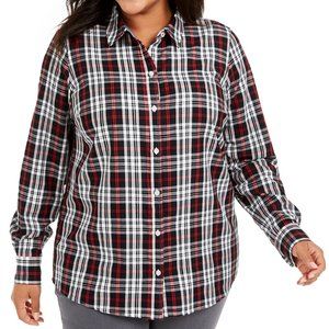 Charter Club Plaid Button-Up Shirt 0X